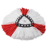 Triangular microfiber mop head replacement pads with white and red fibers.