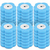 A set of blue disposable toilet brushes with white handles and stacked in a grid.