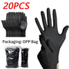 A set of 20 powder-free black nitrile cleaning gloves packaged in an OPP bag.