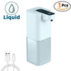 A white touchless electric soap dispenser with a black dispensing nozzle and a white cord visible.