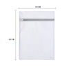A white reusable honeycomb mesh laundry bag with a silver zipper, shown flat.