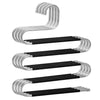 Stainless steel S-shaped storage rack for pants and towels with multiple hanging bars