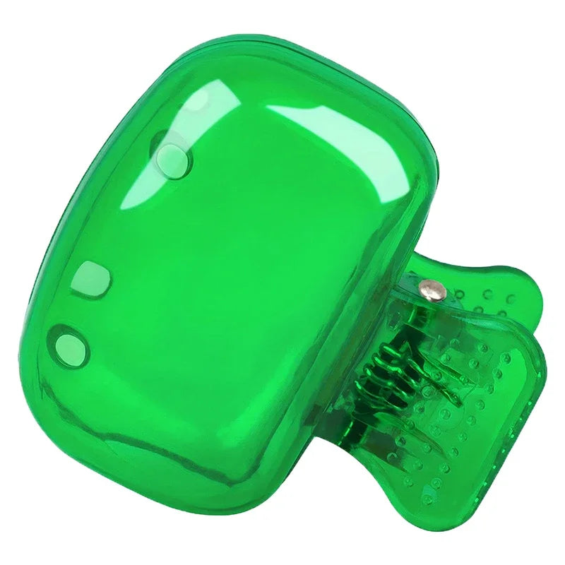 A clear green protective cap designed for toothbrush holders.
