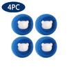Four blue reusable lint and hair remover balls with white bear-shaped inserts
