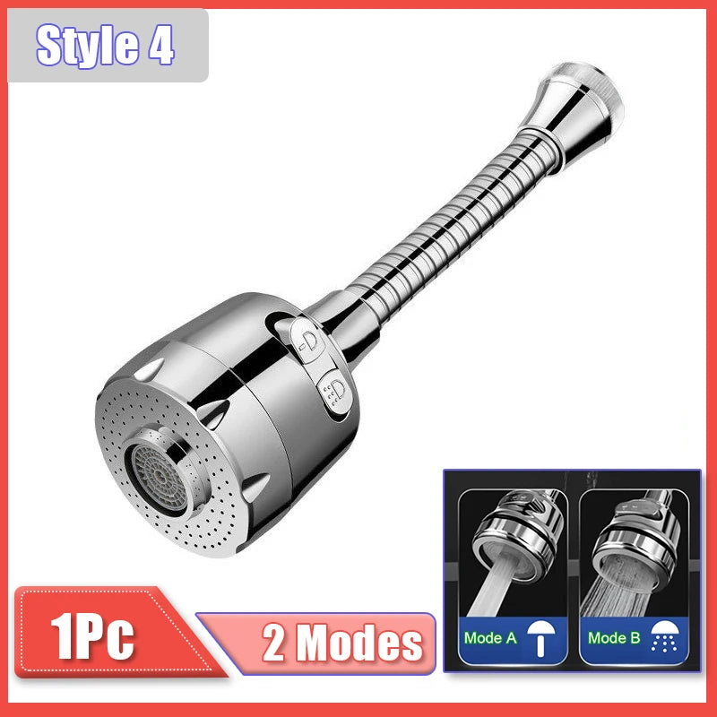Extensor de grifo de cocina plateado con cuello flexible para 2 modos