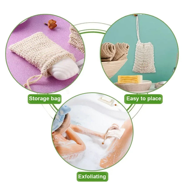 Handgemachte Sisas-Seifenspender-Beutel für Lagerung, Peeling und einfache Platzierung.