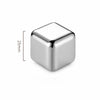 A square, polished stainless steel whiskey ice cube with a 25mm dimension shown from above.