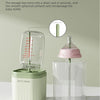 A clear storage box with a silicone bottle brush and a smooth spherical contact for drying baby bottles.