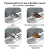 Four views of a heavy duty suction cup soap dish with drainer in various shapes and colors