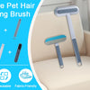 A set of furniture pet hair cleaning brushes including a flat brush and a handheld brush displayed on a light-colored sofa.