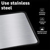 A close-up view of a stainless steel oil splash guard with black trim, highlighting its durability and polishing features.