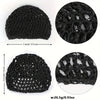 Black adjustable mesh wig cap for hair and turban wear shown in both full and close-up views