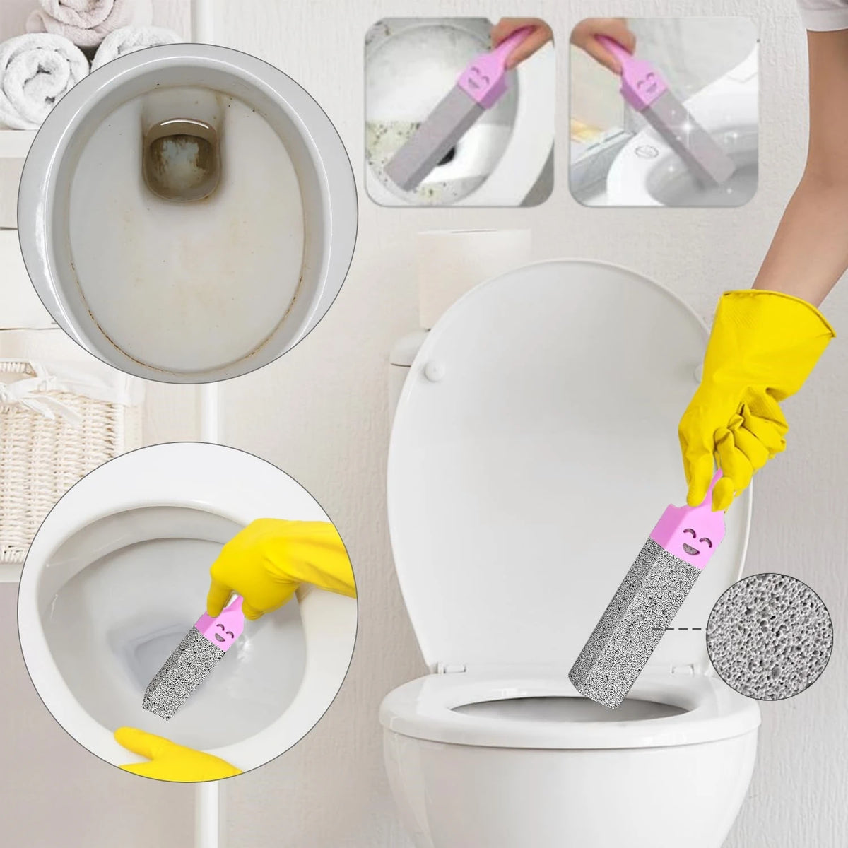 Reinigungskit mit fünf Pumistenen zum Reinigen von Toilettenschüsseln und anderen Oberflächen.