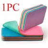 One pack of reusable PVA rainbow sponge cleaning cloths stacked and laid out.