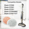 Replacement mop cloth pads for various Shark vacuum cleaners shown next to a main mop and vacuum unit.