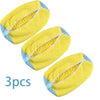 Three yellow reusable shoe washing bags with an invisible zipper.