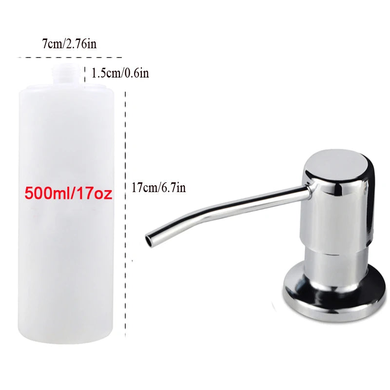 A white 500ml soap dispenser bottle with a silver metal pump and dispenser head.