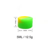 A bright green silicone storage jar with a yellow cap, measuring 5ML or 12.5g.
