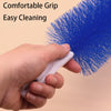 A hand holds a blue cleaning brush with a comfortable grip, demonstrating easy cleaning.