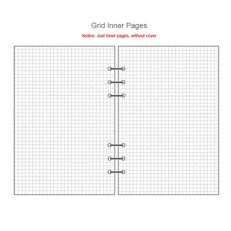 A sheet of grid inner pages from a loose leaf notebook refill paper for spiral binders.