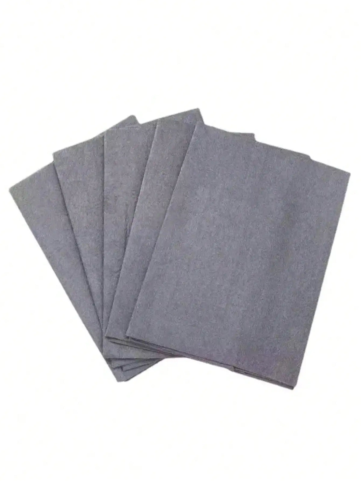 A stack of ten gray reusable microfiber cleaning cloths.