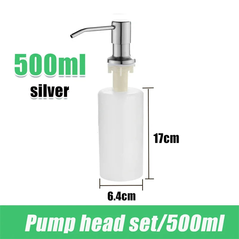 Silver 500ml liquid soap dispenser pump head set