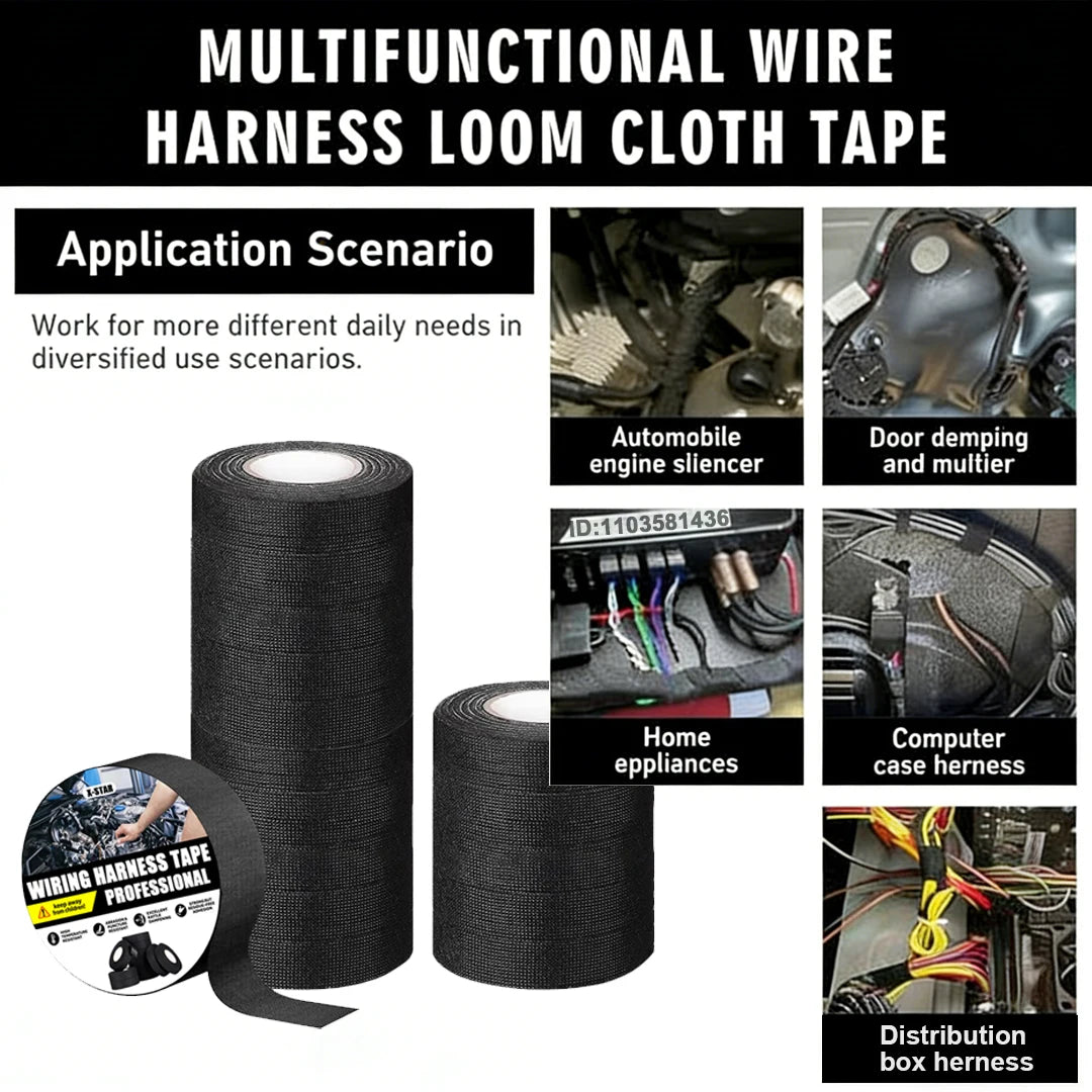 Rolls of multifunctional wire harness loom cloth tape used for various electrical applications