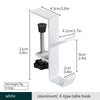 White aluminum E-type table hook used for hanging bags and small items