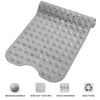 Gray non-slip bathtub mat with numerous suction cups for massage and drainage