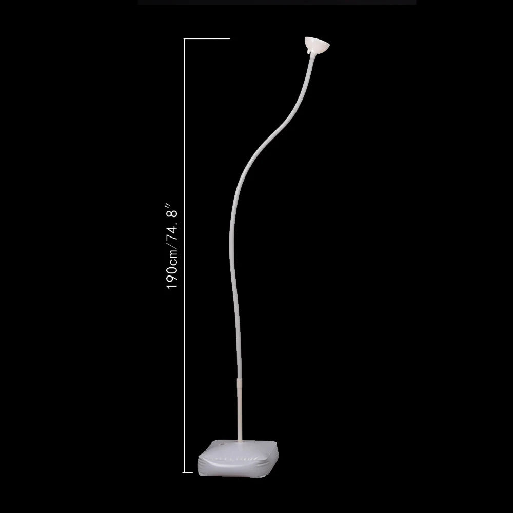 A white free-bendable balloon arch stand with a flexible neck and base.