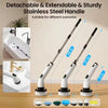 A set of detachable and extendable stainless steel cleaning handles with various brush heads for different scenarios.
