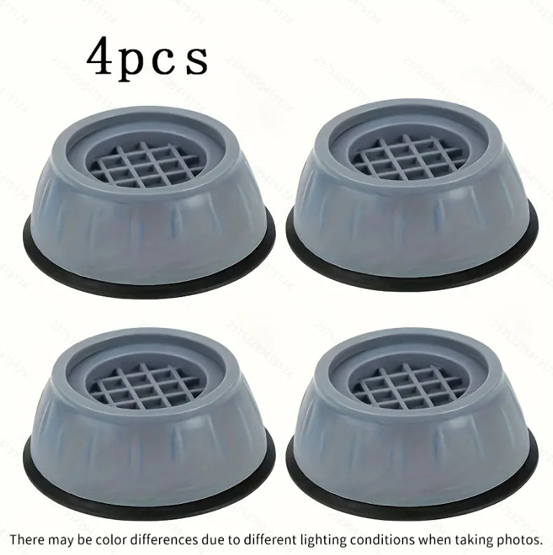 Four silicone anti-vibration feet for appliances shown in various shades of gray.