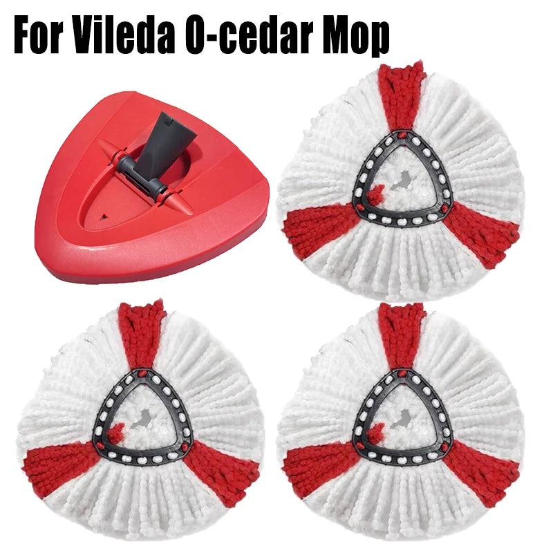 Replacement mop head pads for Vileda O-cedar mop, showing red and white fibers.