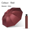 A maroon extra large windproof folding umbrella shown in a profile view.