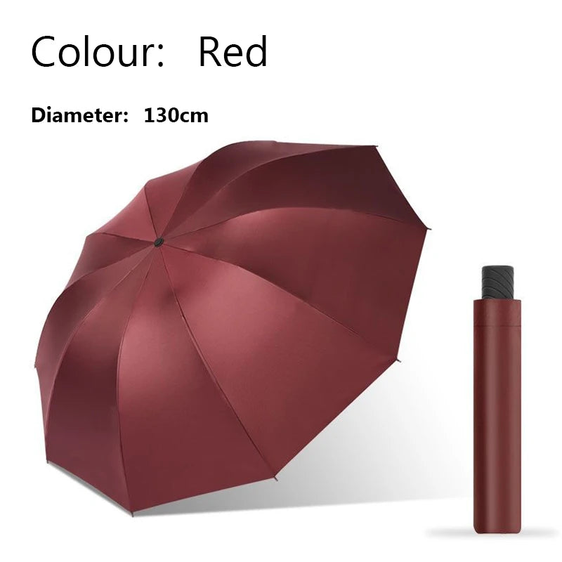 A maroon extra large windproof folding umbrella shown in a profile view.
