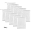 A set of ten white mesh bags designed for bulk soap or shower use.