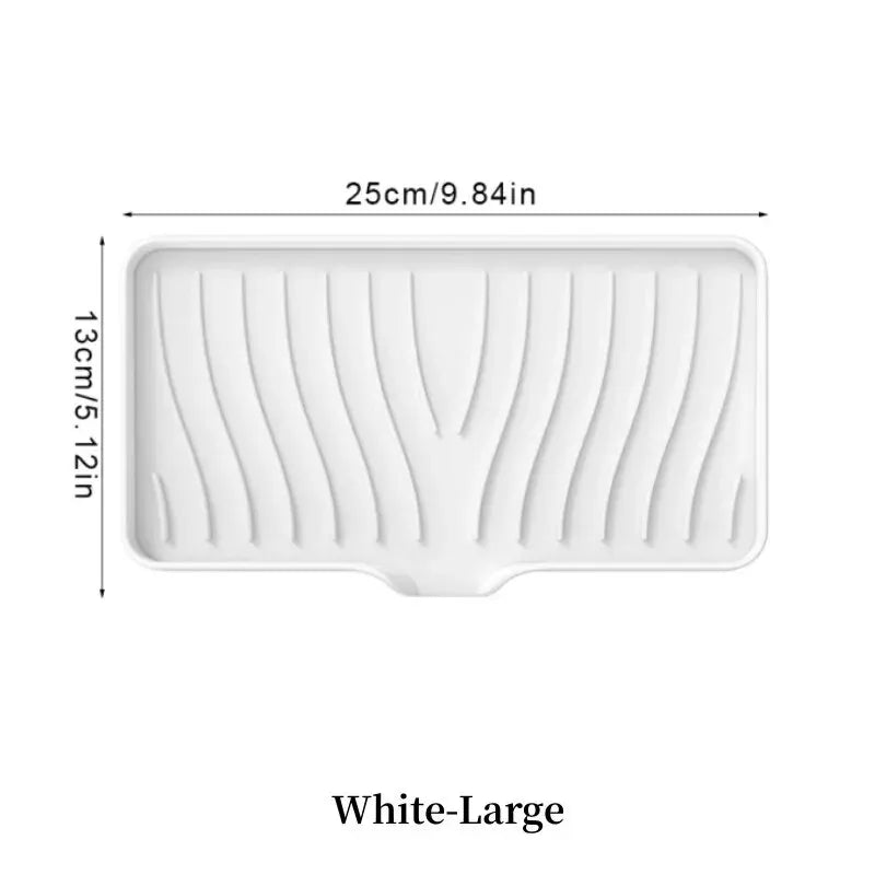 White large silicone draining soap tray organizer with ribbed drainage grooves