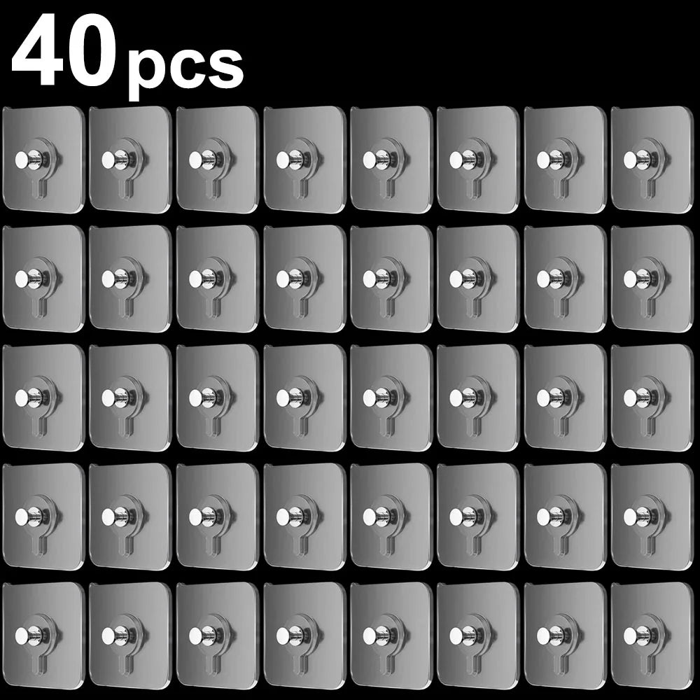 40 pieces of transparent self-adhesive wall hooks for frames and photos