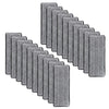A collection of gray reusable microfiber mop pad refills arranged in rows.
