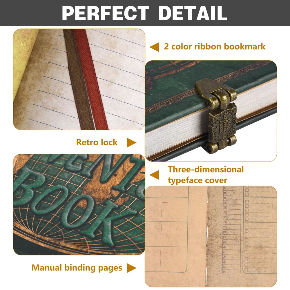 A set of crafting supplies including a 2 color ribbon bookmark, a retro lock, a three-dimensional typeface cover, and manual 