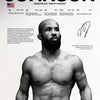 Black and white portrait of fighter Demetrious Johnson in a UFC fight stance