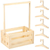 Natural wood storage crate organizer with multiple curved wooden hooks for baby and toys