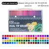 Ein Set von 80 Doppeltip-Brush-Stiften in verschiedenen Farben, präsentiert in einer klaren Plastikbox.
