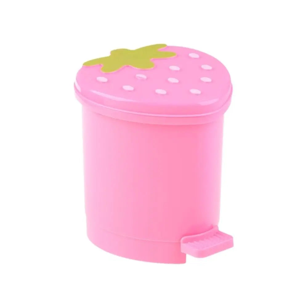Pink wiederverwendbare Erdbeere-Dekor-Mülleimer mit grünem Blatt-Deckel