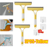 Three yellow multi-function glass cleaners and scrapers shown in various angles.