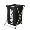 Panier à linge pliable noir avec cadre métallique.