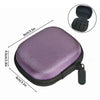 A purple peptide storage case with a mesh fabric and a black strap is shown, including an inset view of the open case.
