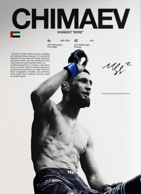 A black and white portrait of a male UFC fighter with dark hair wearing blue headgear.