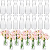 Una colección de jarrones florales de plástico transparente en diversas formas y tamaños para decoración del hogar.
