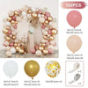 A round foil balloon garland kit featuring pink and gold balloons, including various sizes and mounting hardware.